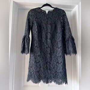 Banana Republic Black Lace 3/4 Bell Sleeve Dress